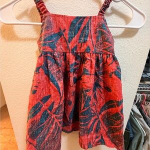 Red and Blue Leaf Print Dress